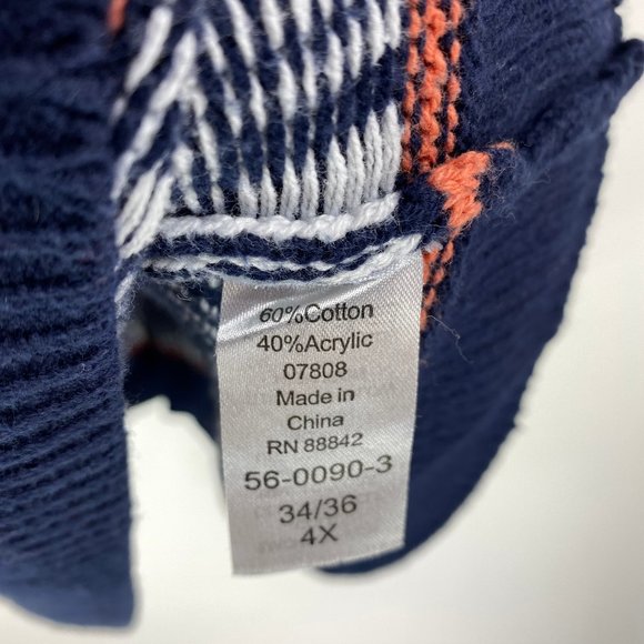 Woman Within 4X 34/36 Sweater Pullover Scoop Neck Navy Blue Coral Cotton Acrylic - Picture 6 of 7